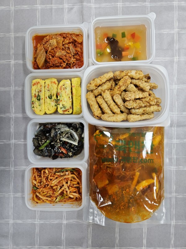 오늘의반찬 5종세트(파육개장,탕수육,야채계란말이,가지느타리버섯볶음,무생채)